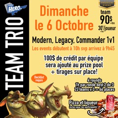 TEAM TRIO - Dimanche le 6 Octobre - Les events débutent à 10h svp arrivez à 9h45